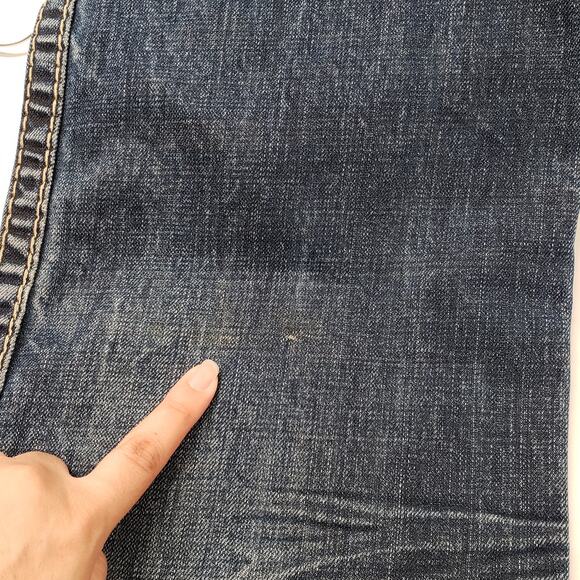 Rivet De Cru Jeans Mens 38 Blue Denim Straight Leg Button Fly Distressed Grunge - Picture 11 of 16